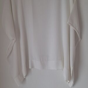 Designer Diane Von Furstenberg White Flowing Silk Blouse Minimalist Sz S-M
